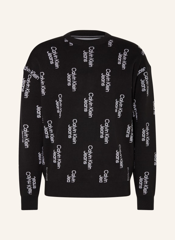 Calvin Klein Jeans Sweter CZARNY/ BIAŁY