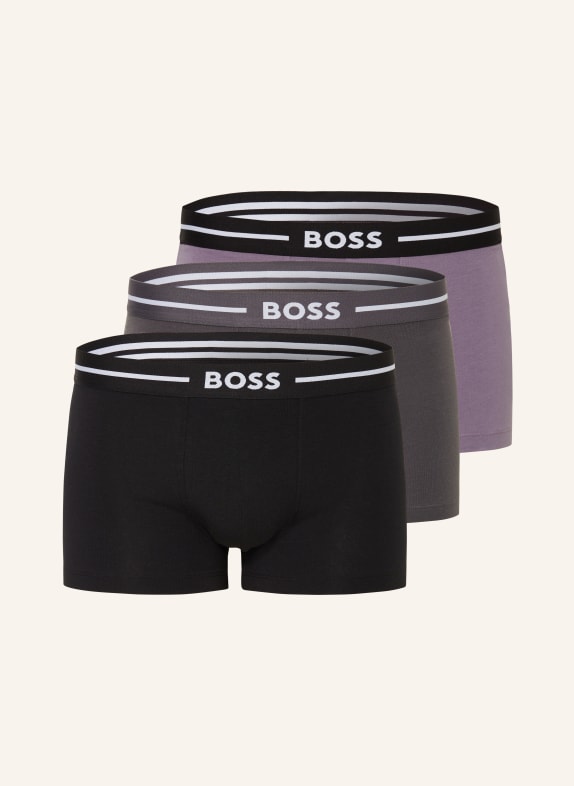 BOSS 3-pack boxer shorts GRAY/ BLACK/ PURPLE