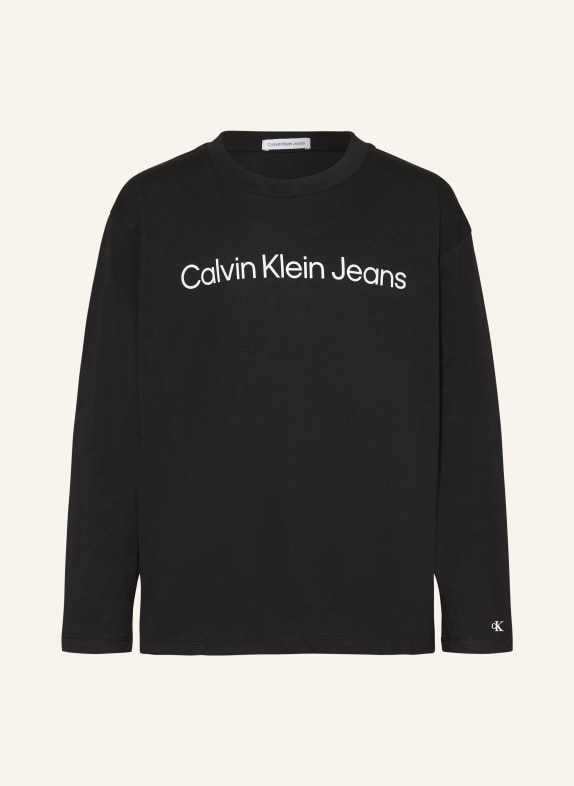 Calvin Klein Tričko s dlouhým rukávem ČERNÁ/ BÍLÁ