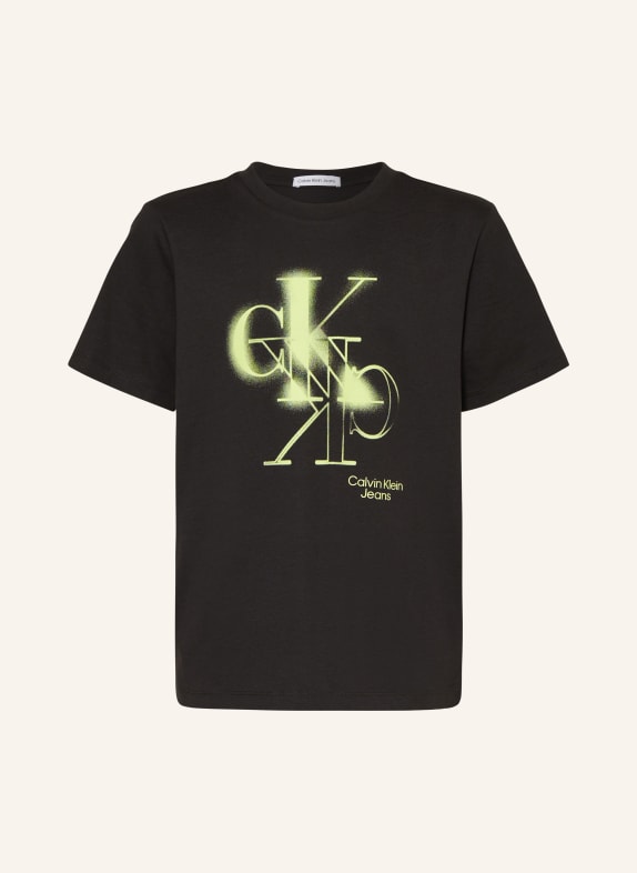 Calvin Klein T-shirt CZARNY/ JASKRAWY ZIELONY