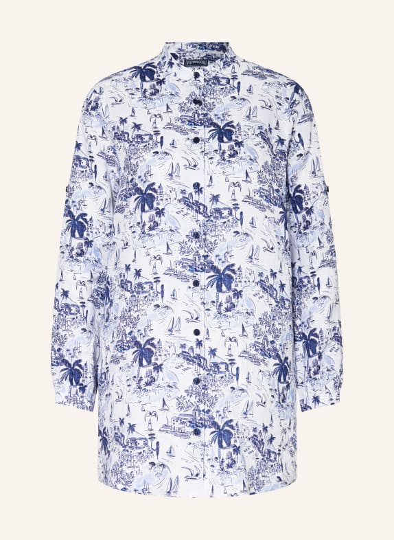 VILEBREQUIN Leinenbluse ISADORA FISH WEISS/ BLAU