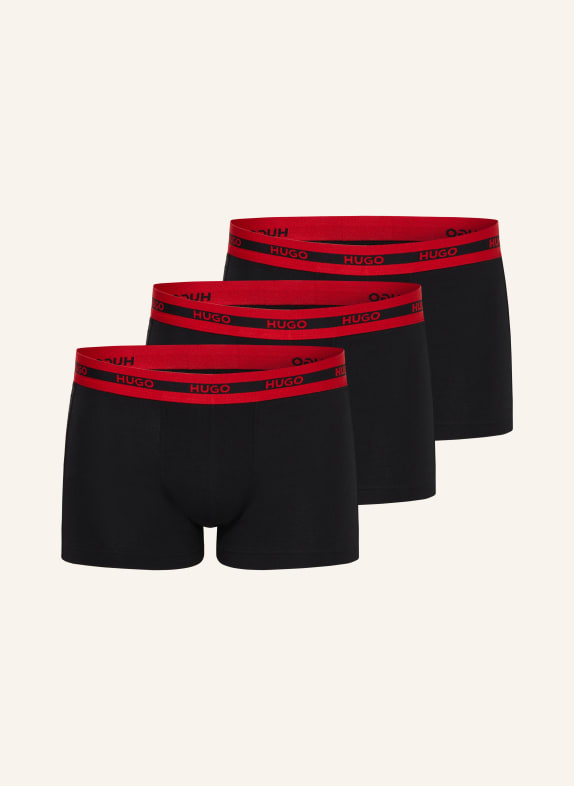 HUGO 3-pack boxer shorts PLANET BLACK/ RED