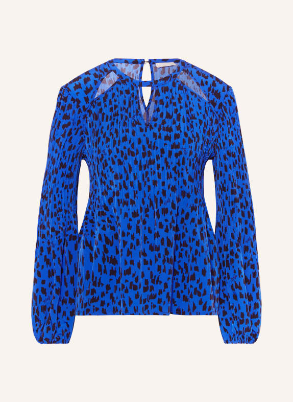 LIU JO Shirt blouse with cut-out and pleats BLUE/ BLACK