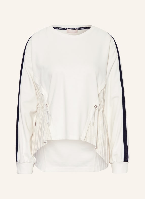 LIU JO Sweatshirt with pleats and glitter thread ECRU