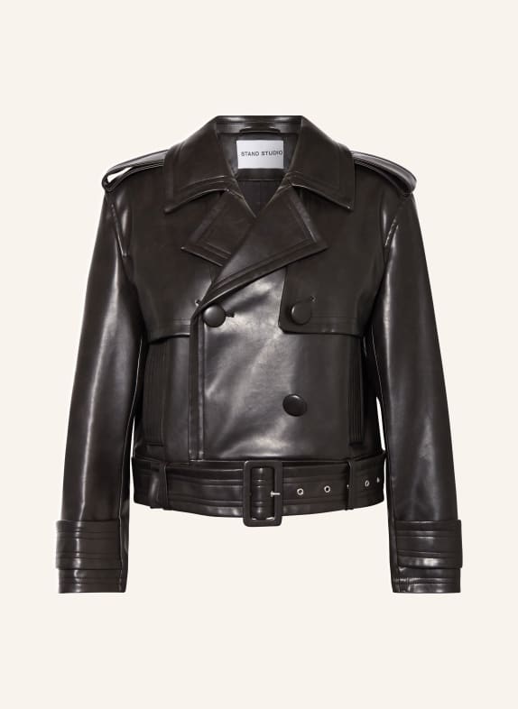 STAND STUDIO Biker jacket FERN in leather look BLACK
