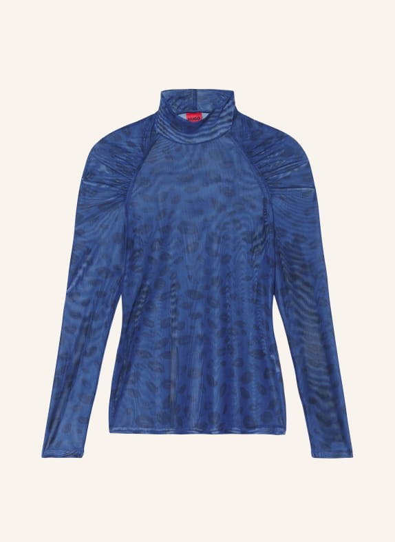 HUGO Long sleeve shirt DAMARYLLIS in mesh BLUE/ BLACK