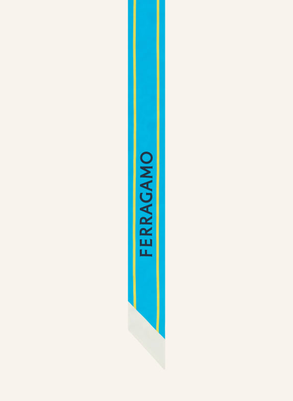 FERRAGAMO Reversible silk scarf TURQUOISE/ ECRU/ YELLOW
