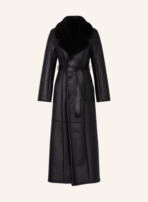 ENVELOPE 1976 Reversible leather coat WOODSTOCK with real fur BLACK