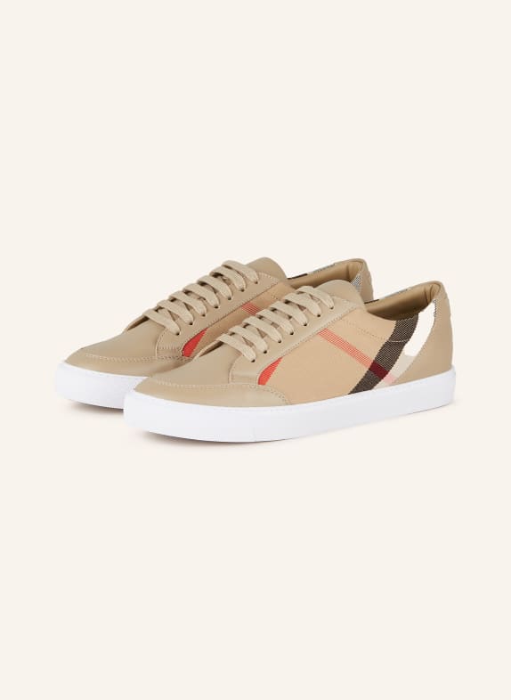 BURBERRY Sneakers NEW SALMOND BEIGE/ BLACK/ RED