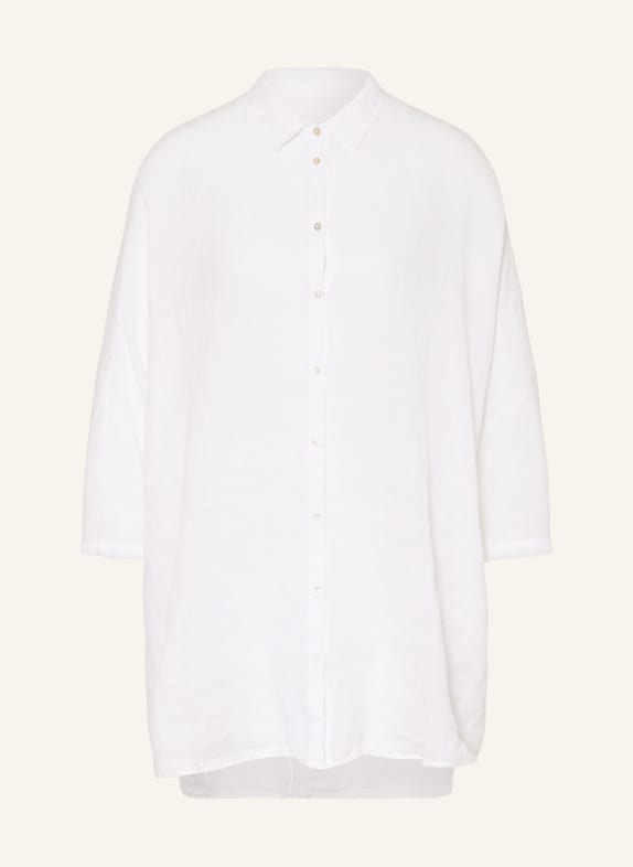 120%lino Oversized shirt blouse made of linen with 3/4 sleeves WHITE