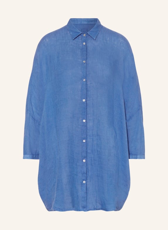 120%lino Oversized shirt blouse made of linen with 3/4 sleeves BLUE