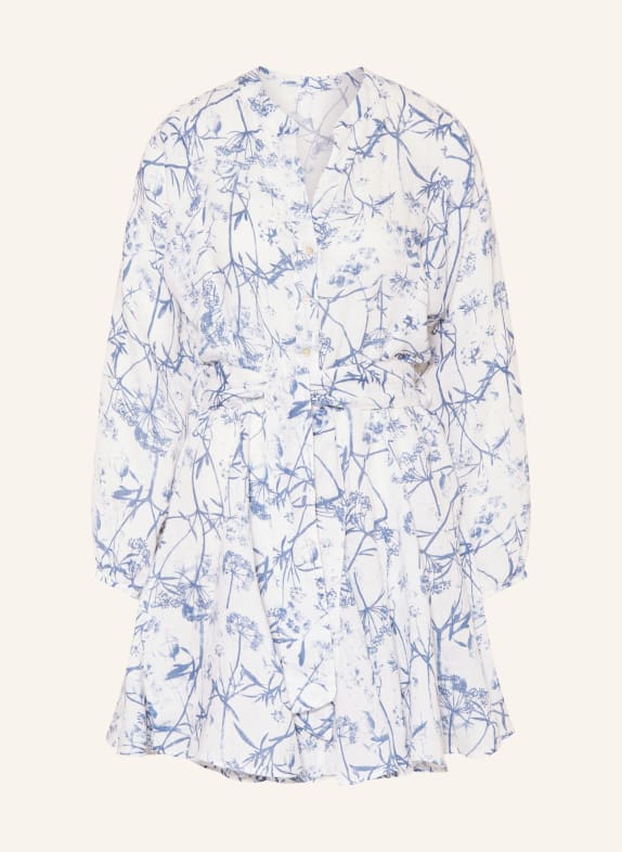 120%lino Beach dress made of linen WHITE/ BLUE