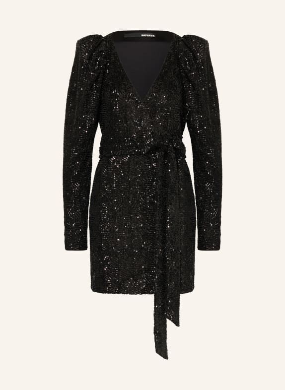ROTATE Wrap dress with sequins BLACK