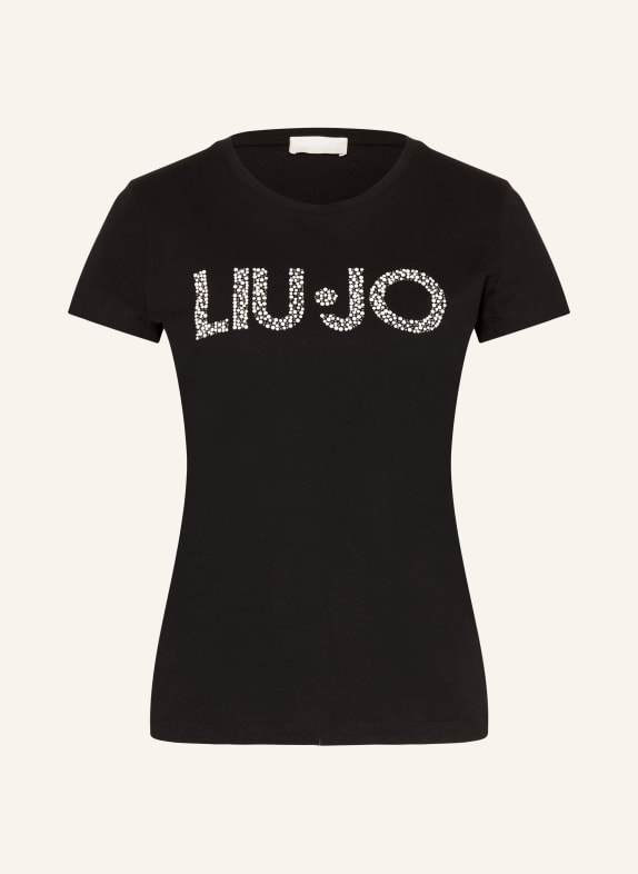 LIU JO T-Shirt mit Schmucksteinen und Schmuckperlen SCHWARZ