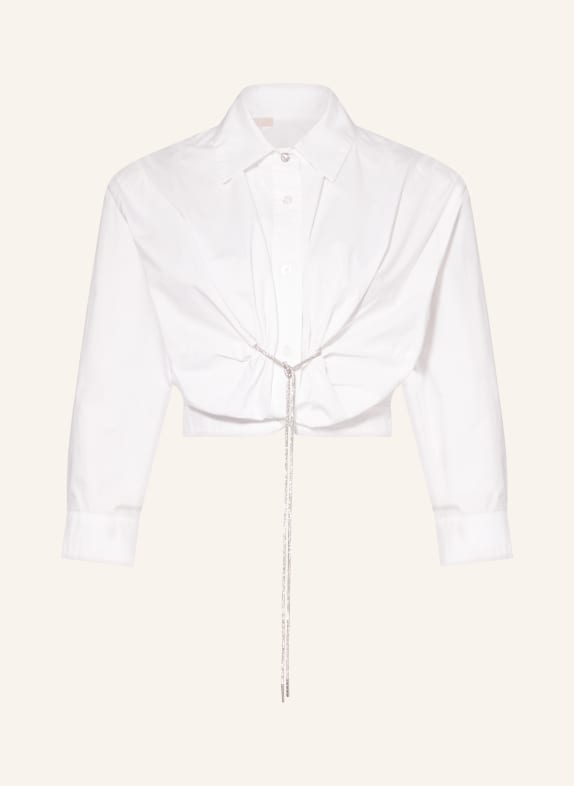 LIU JO Cropped blouse with decorative gems WHITE