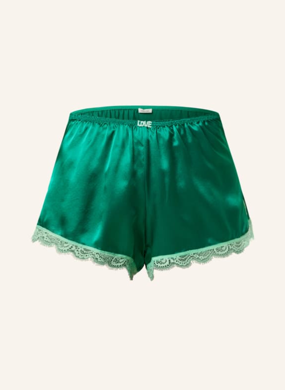 LOVE Stories Schlafshorts APOLLO aus Satin GRÜN/ HELLGRÜN