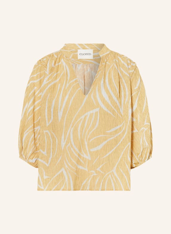 CLOSED Shirt blouse with 3/4 sleeves WHITE/ DARK YELLOW
