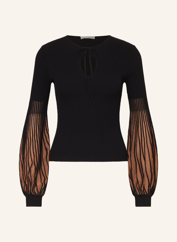 ULLA JOHNSON Sweater LENORA with glitter thread BLACK/ COGNAC