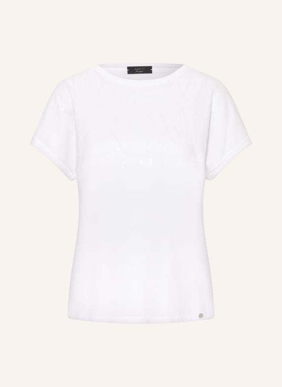 MARC CAIN T-shirt z cekinami 100 WHITE