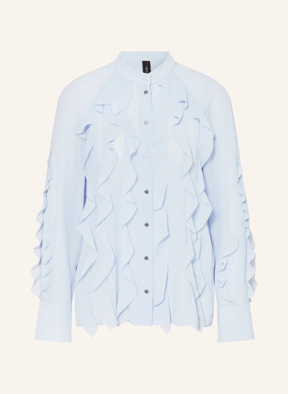 MARC CAIN Blouse with frills LIGHT BLUE