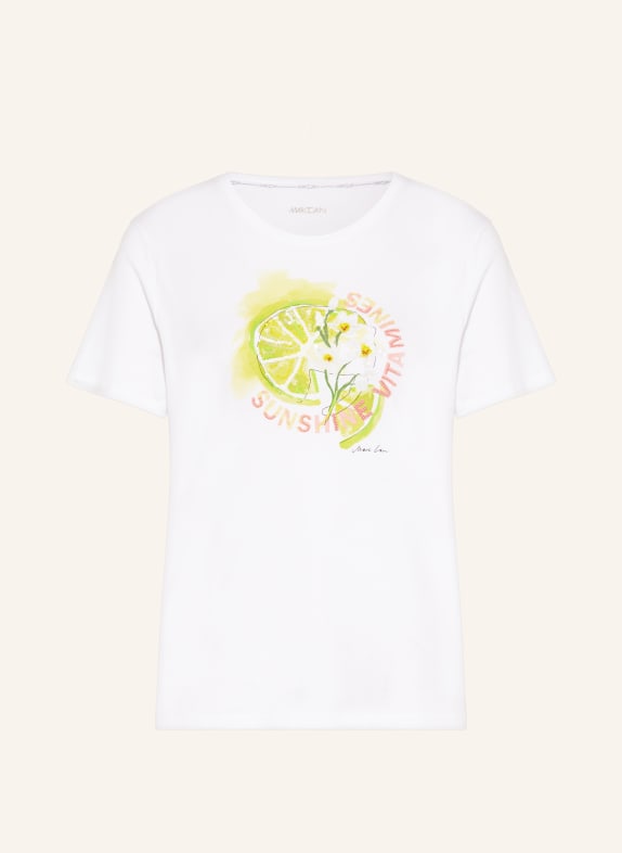 MARC CAIN T-Shirt mit Pailletten und Schmuckperlen 100 WHITE