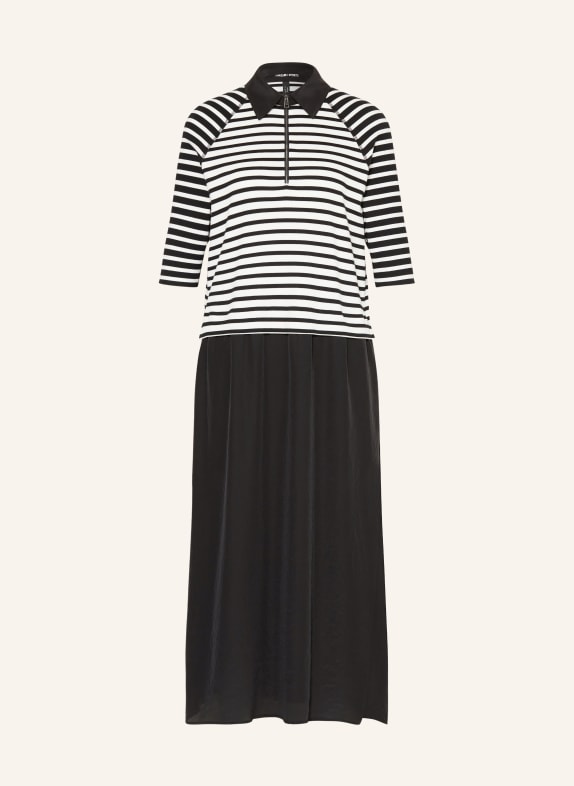 MARC CAIN Jersey-Polokleid im Materialmix 910 black and white