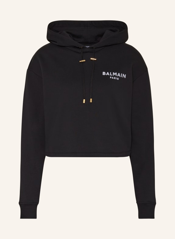BALMAIN Cropped hoodie BLACK