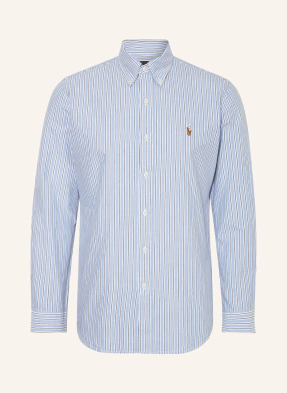 POLO RALPH LAUREN Oxford shirt custom fit LIGHT BLUE/ GRAY/ WHITE