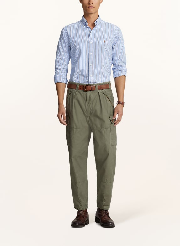 POLO RALPH LAUREN Oxfordhemd Custom Fit HELLBLAU / GRAU / WEISS