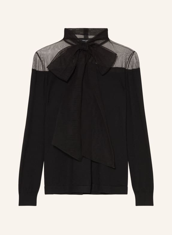 FABIANA FILIPPI Bow-tie blouse with cashmere BLACK