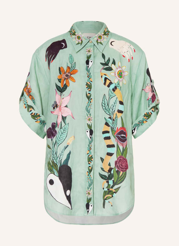 ALÉMAIS Oversized shirt blouse MEAGAN in linen GREEN/ PINK/ DARK YELLOW
