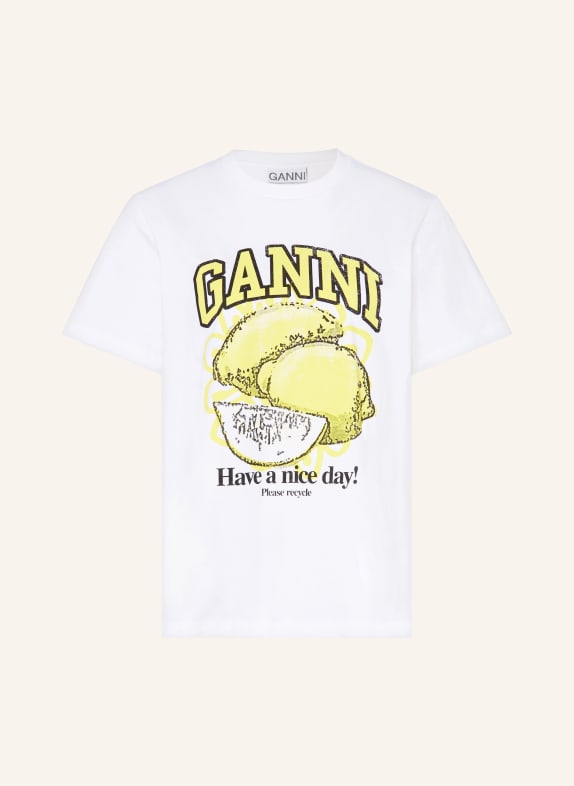 GANNI T-Shirt WEISS/ GELB
