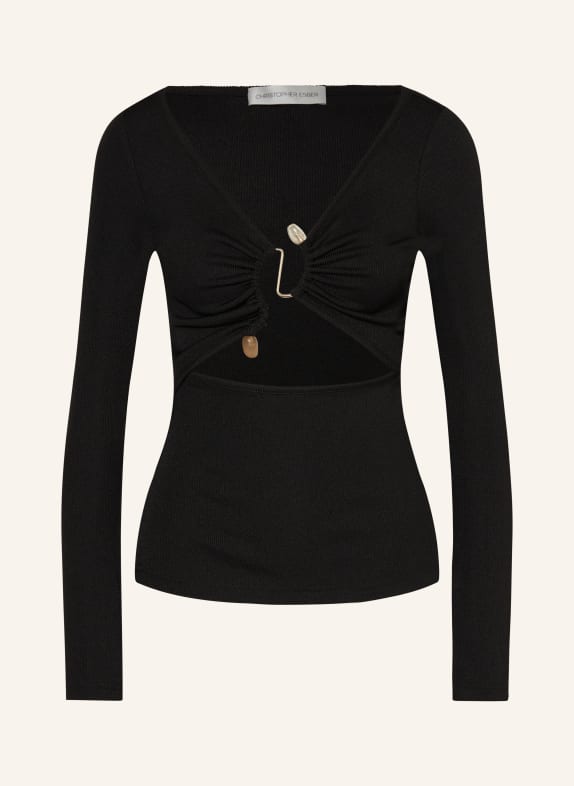 CHRISTOPHER ESBER Long sleeve shirt with cut-out BLACK