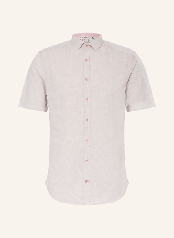 COLOURS & SONS Short sleeve shirt regular fit with linen CREAM