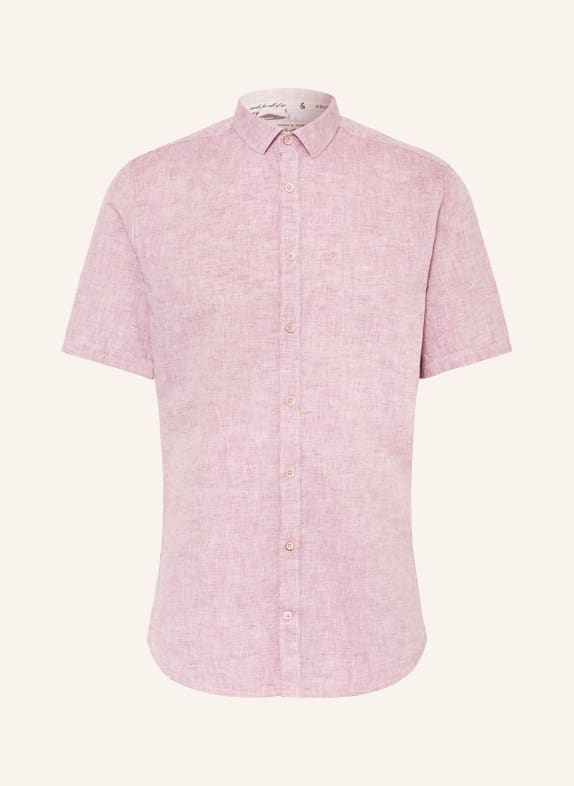 COLOURS & SONS Short sleeve shirt regular fit with linen LIGHT RED