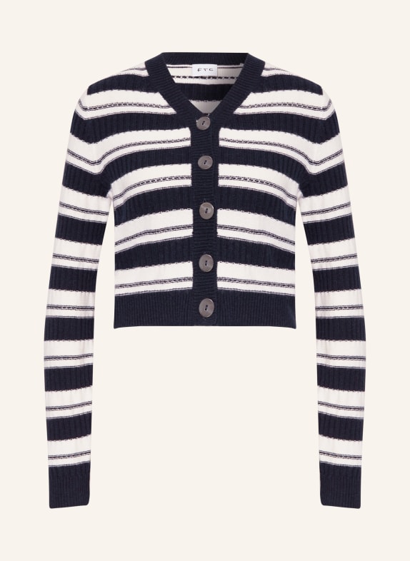 FTC CASHMERE Cropped cardigan with cashmere DARK BLUE/ WHITE