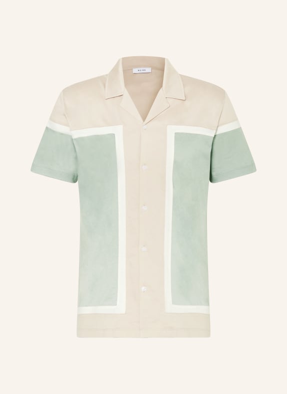 REISS Jersey-Resorthemd NOBLE Slim Fit BEIGE/ DUNKELGRÜN/ WEISS