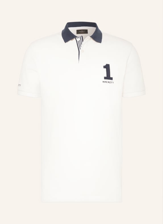 HACKETT LONDON Piqué polo shirt WHITE/ DARK BLUE