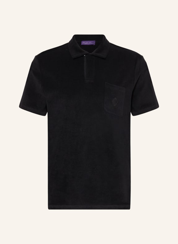 RALPH LAUREN PURPLE LABEL Terry cloth polo shirt BLACK