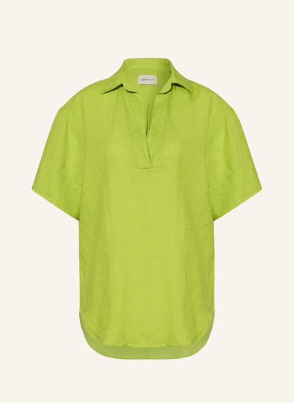 GANT Shirt blouse made of linen LIGHT GREEN