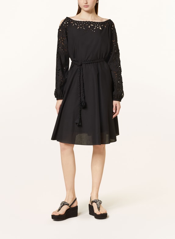 MARC CAIN Dress with broderie anglaise 900 BLACK