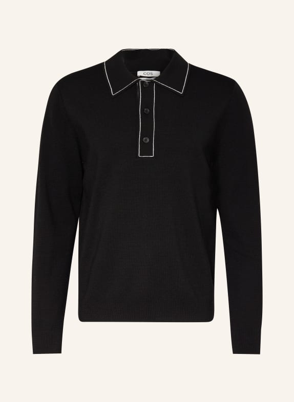COS Knitted polo shirt BLACK