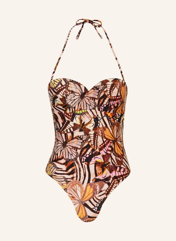GUESS Underwire swimsuit BROWN/ ORANGE/ PINK
