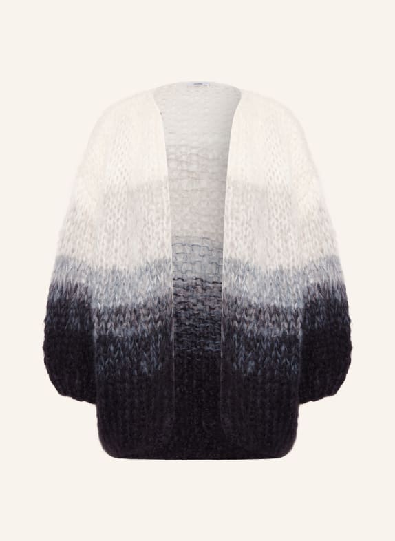 MAIAMI Oversized knit cardigan made of mohair WHITE/ BLACK/ TEAL