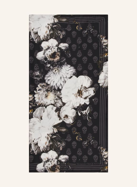 Alexander McQUEEN Silk scarf BLACK/ WHITE