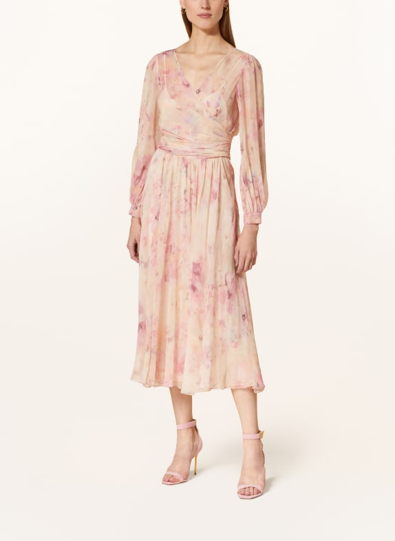 RALPH LAUREN Collection Silk dress LIGHT PINK/ PURPLE/ MINT