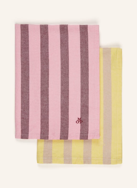 Marc O'Polo Set of 2 dish towels PINK/ YELLOW