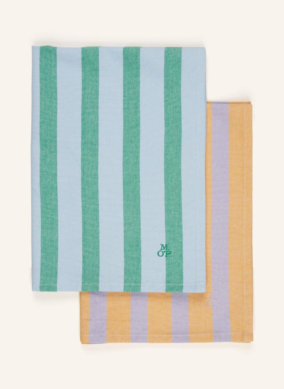 Marc O'Polo Set of 2 dish towels GREEN/ DARK YELLOW