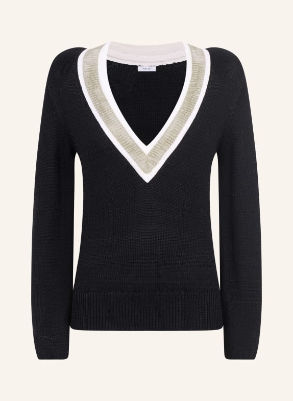 REISS Pullover COURTNEY mit Schmuckperlen SCHWARZ/ WEISS