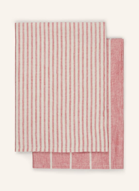 pichler Set of 2 dish towels CORIN with linen RED/ WHITE
